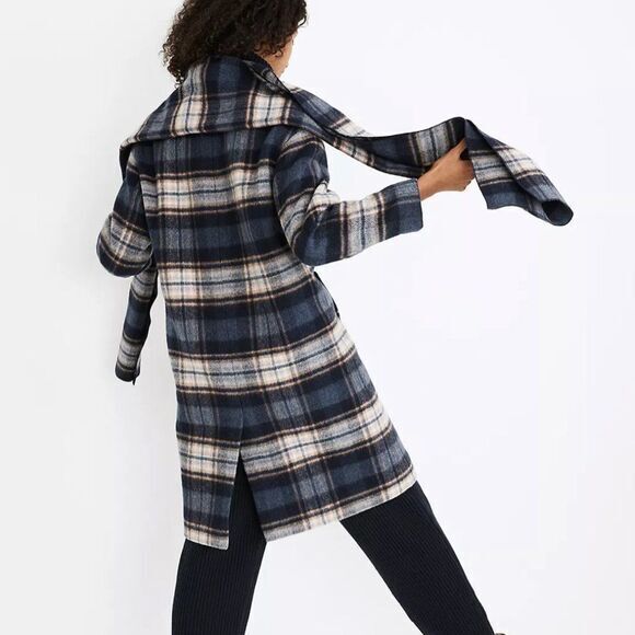 Madewell Plaid Scarf Coat, wool blend Coat, wool - Picture 2 of 16
